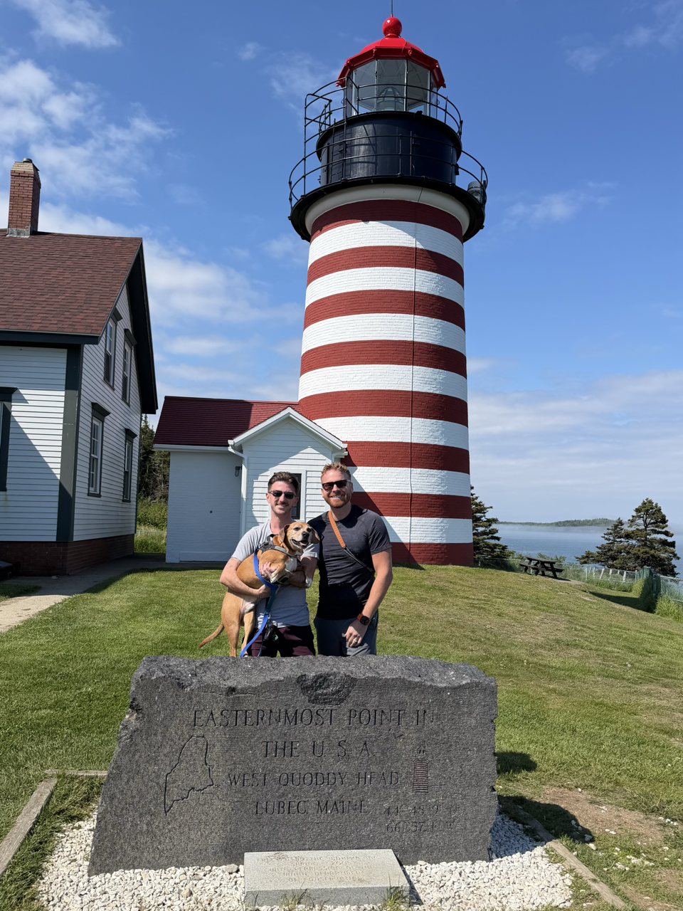 Chad and Zac at West Quoddy Head Light, the easternmost point in the USA